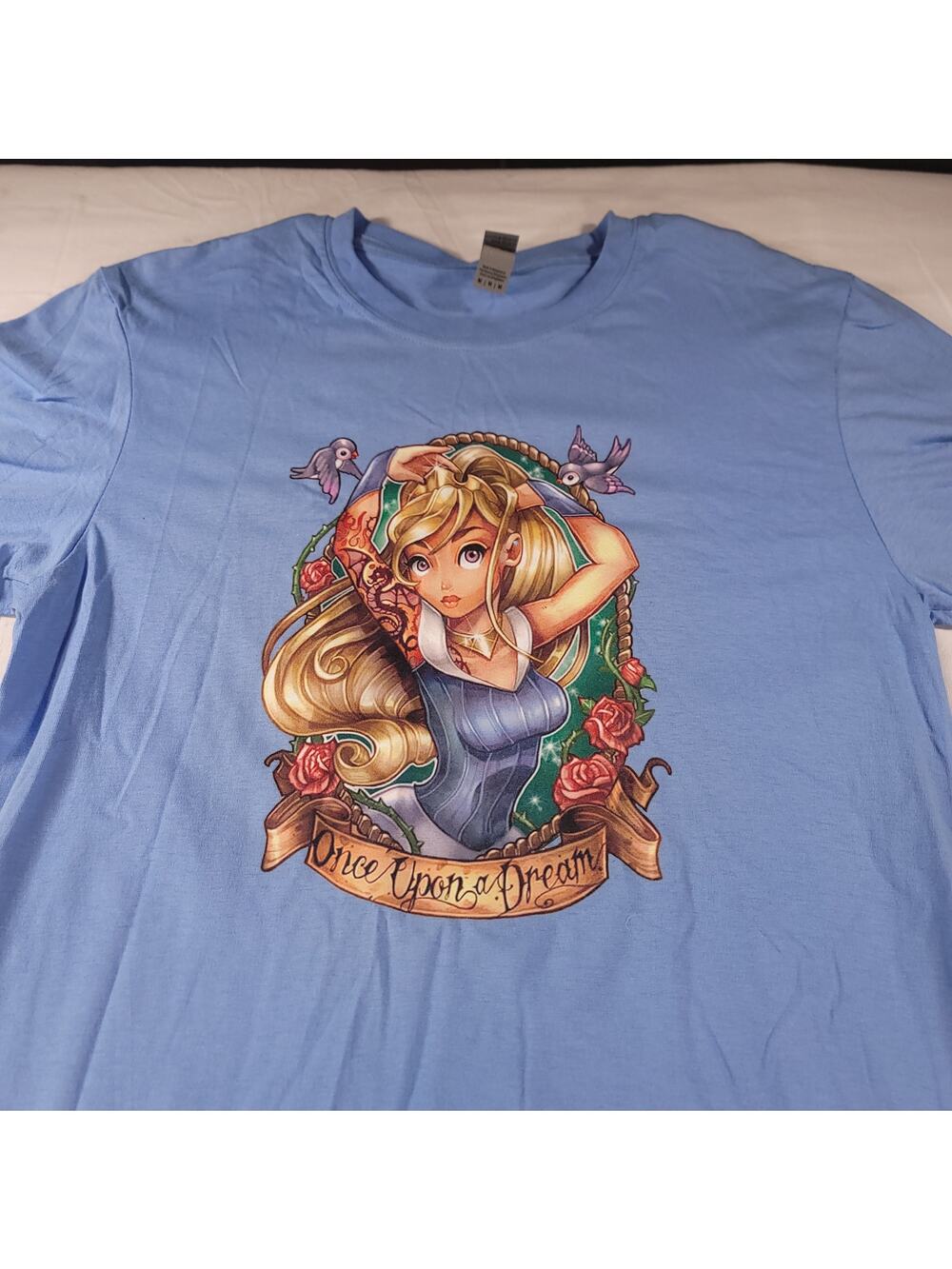 Once Upon A Dream Sleeping Beauty Gildan Short Sleeve T-Shirt Mens Size M Blue